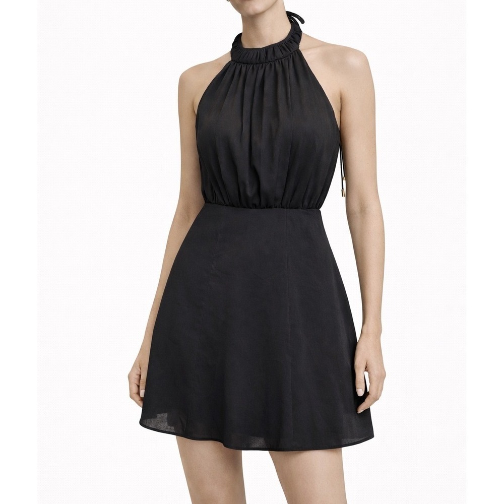 C/MEO COLLECTIVE Halter Mini Dress Black Open Back Party Cocktail S